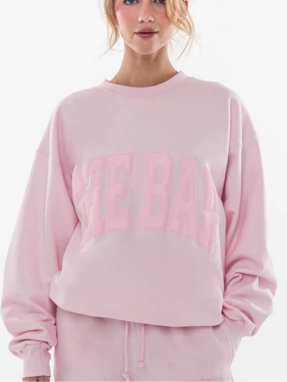 THE BAR Varsity Sweatshirt Blush/Pink Size Large SOLD OUT